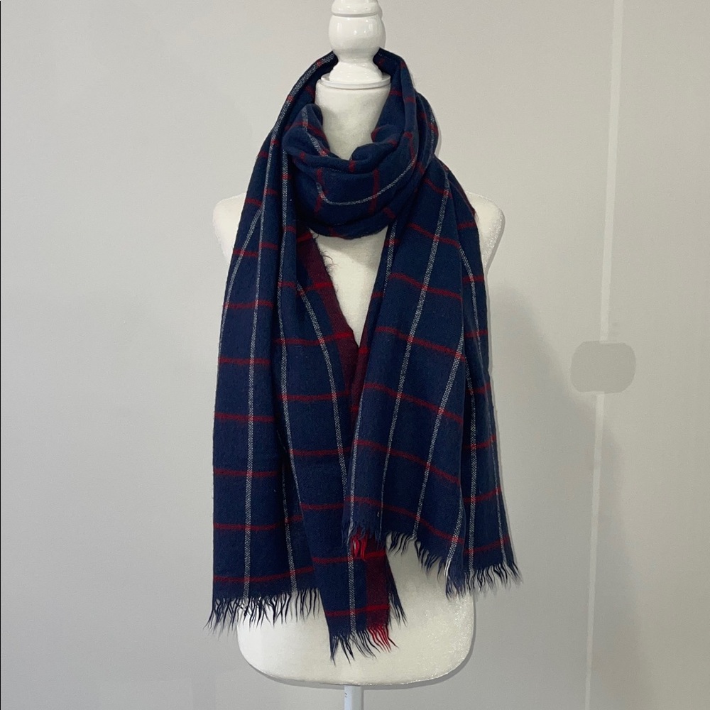 Tommy Hilfiger Blue and Red Plaid Scarf